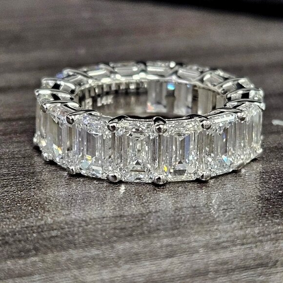 14k White Gold Lab - Grown Diamond 2.00ct Emerald Cut Eternity Band for $970